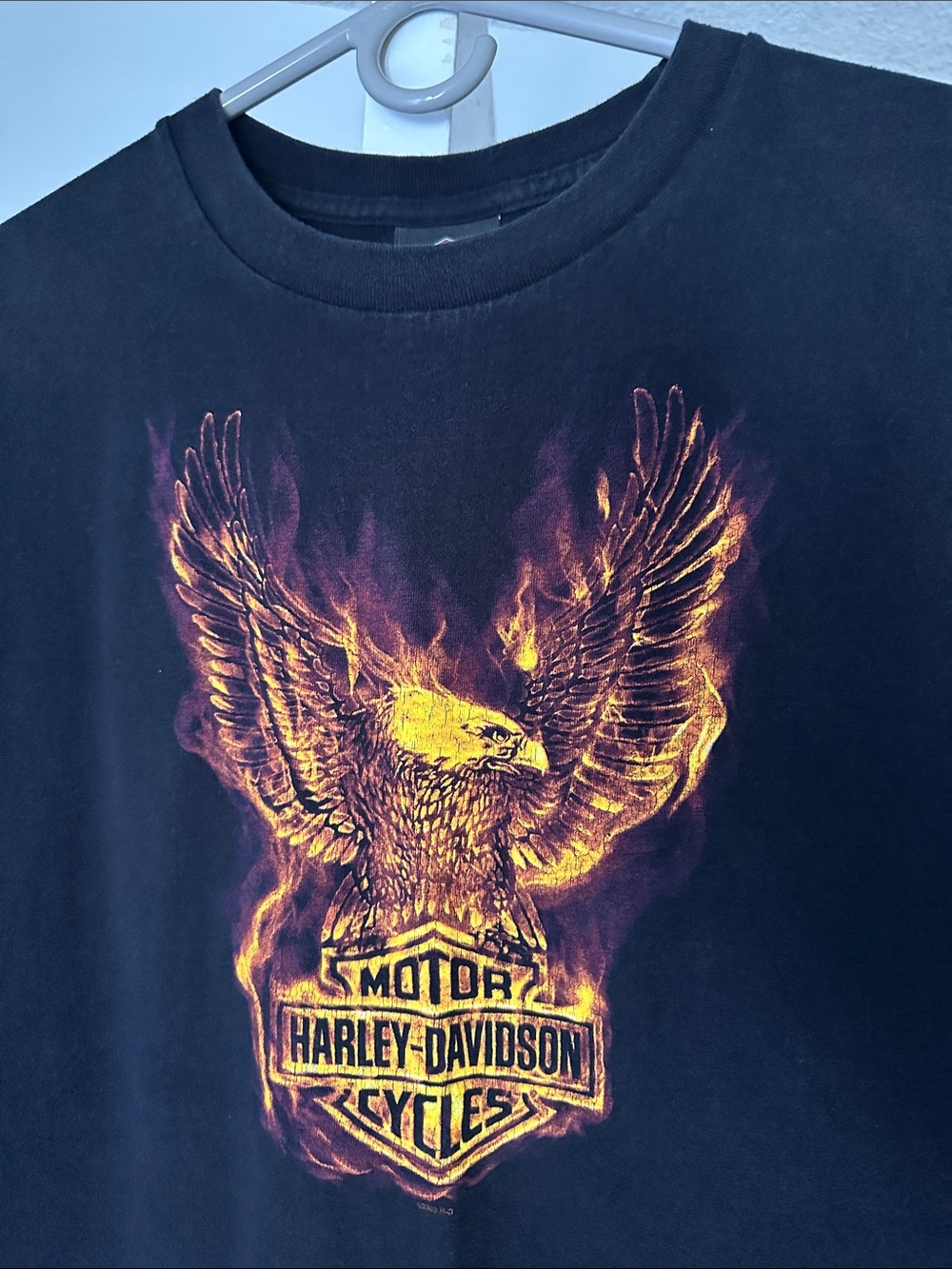 Harley-Davidson Black Tee with Flaming Eagle Graphic XL